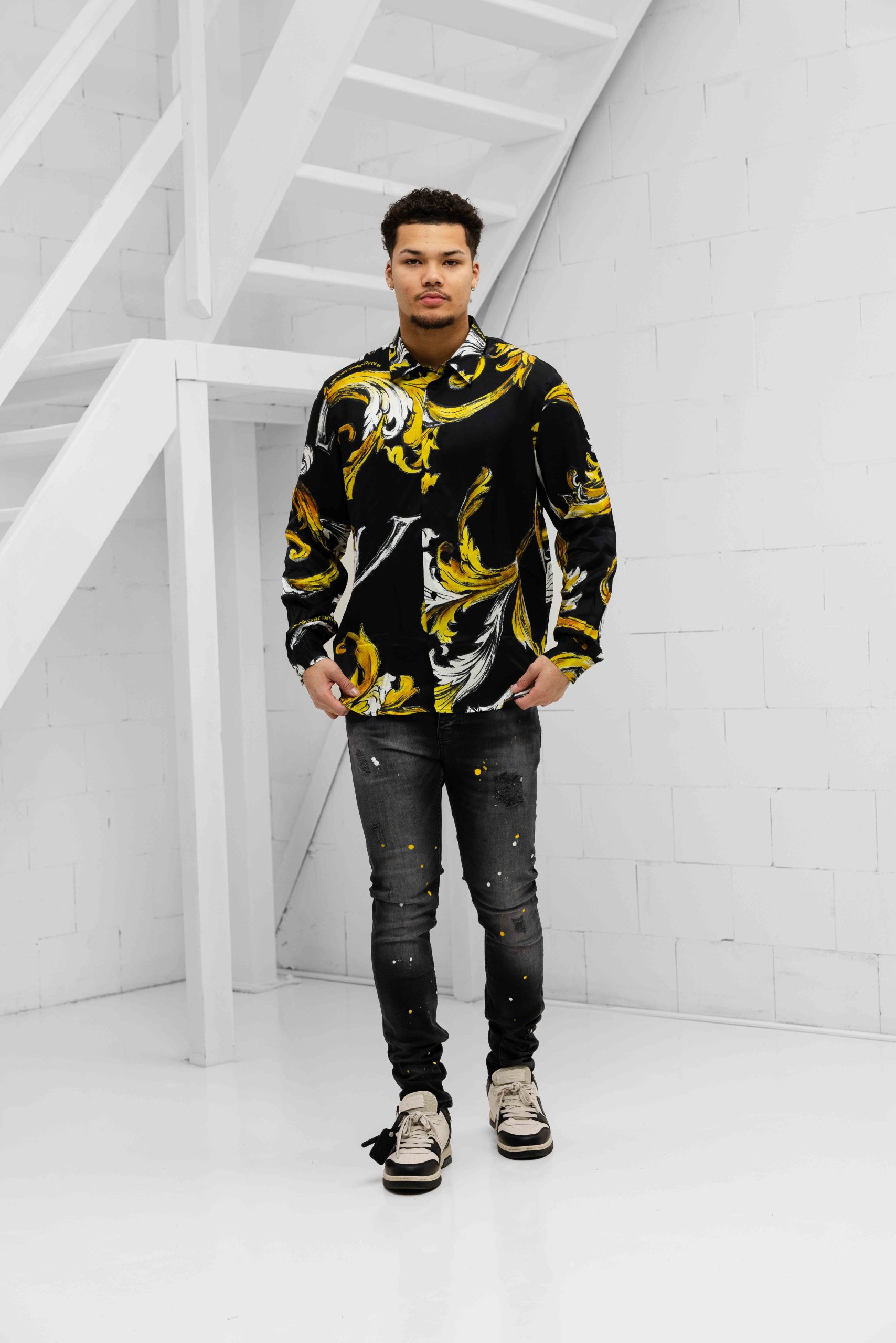 Versace Jeans Couture All Over Baroque Blouse Heren Zwart