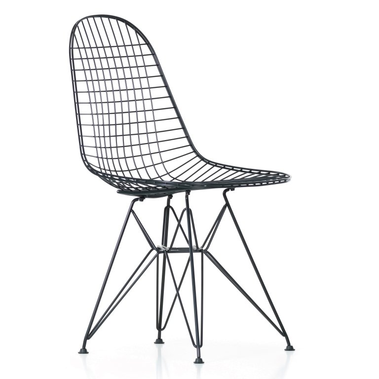 Vitra Eames Wire Chair DKR stoel zwart gepoedercoat onderstel