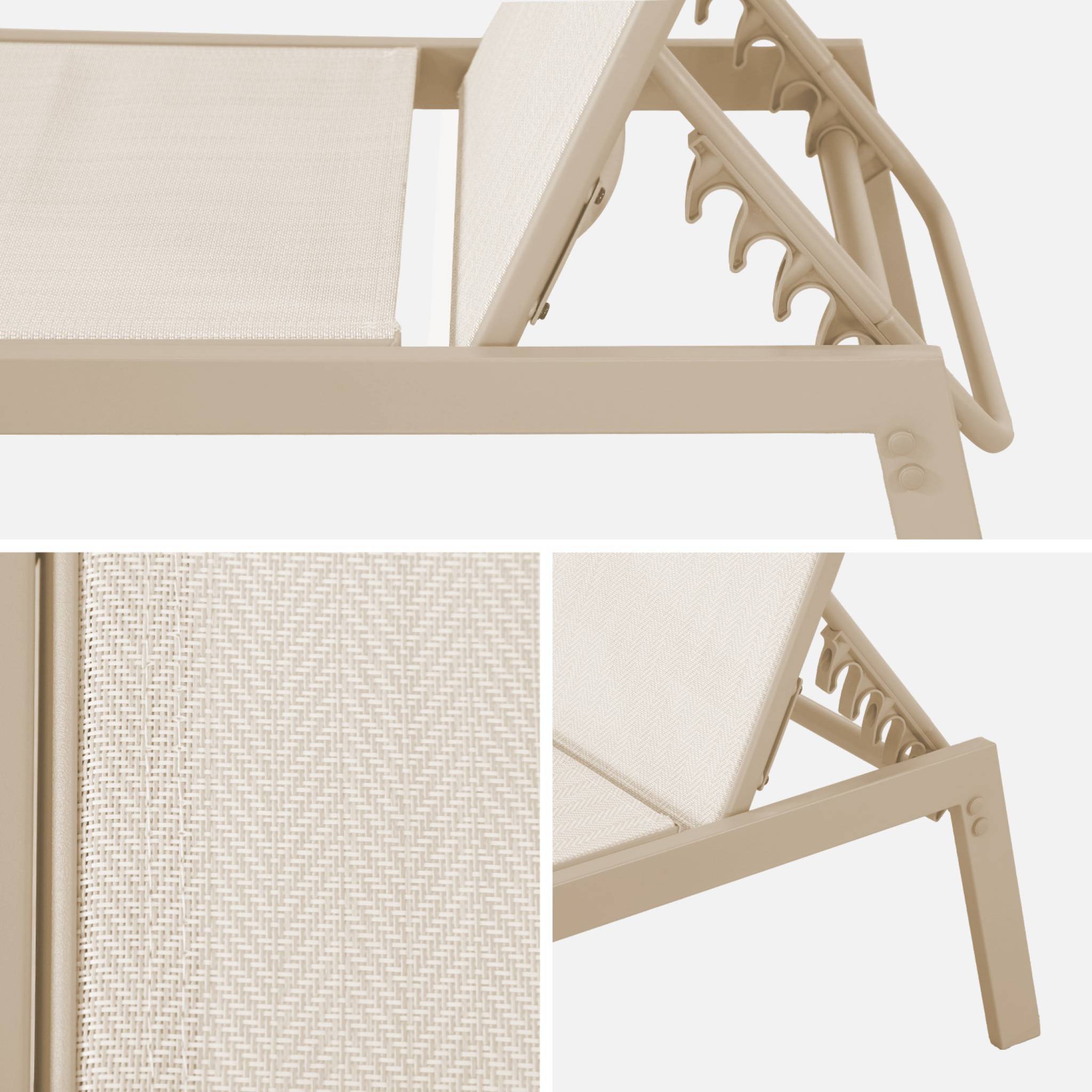 sweeek - Ligstoelen met meerdere posities textileen en metaal (set van