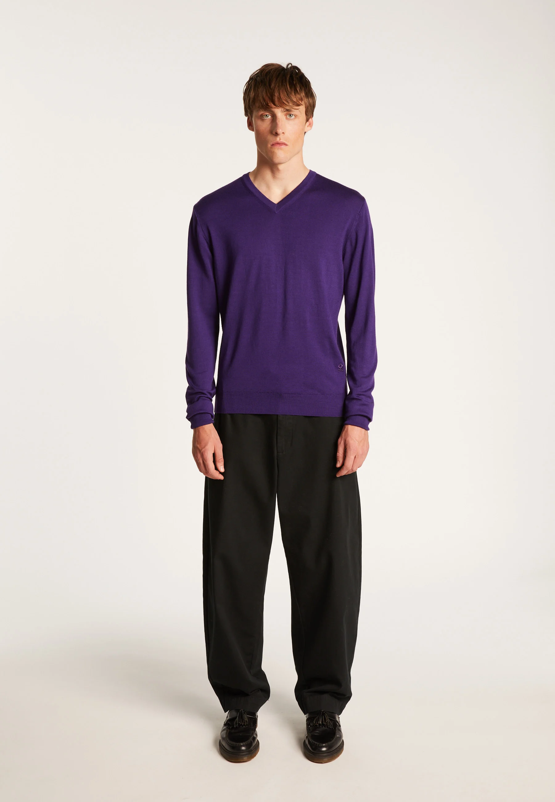 ELMOAH24 - Pull col v en laine mérinos | Violet