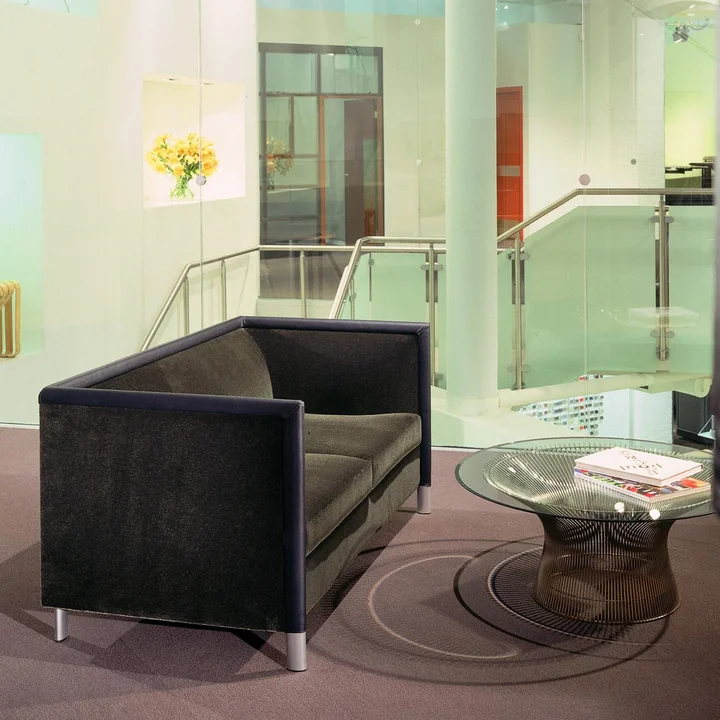 Knoll - Platner Couchtisch  Ø 91,5 cm, Nickel poliert / Kristallglas