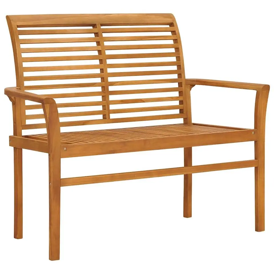 vidaXL - Bank Batavia met grijs kussen - Teakhout - 112x55x94 cm