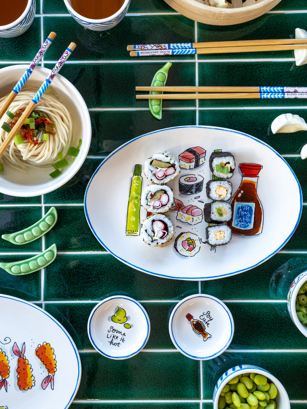 Ovale Bord 27cm Blond Sushi Chopsticks