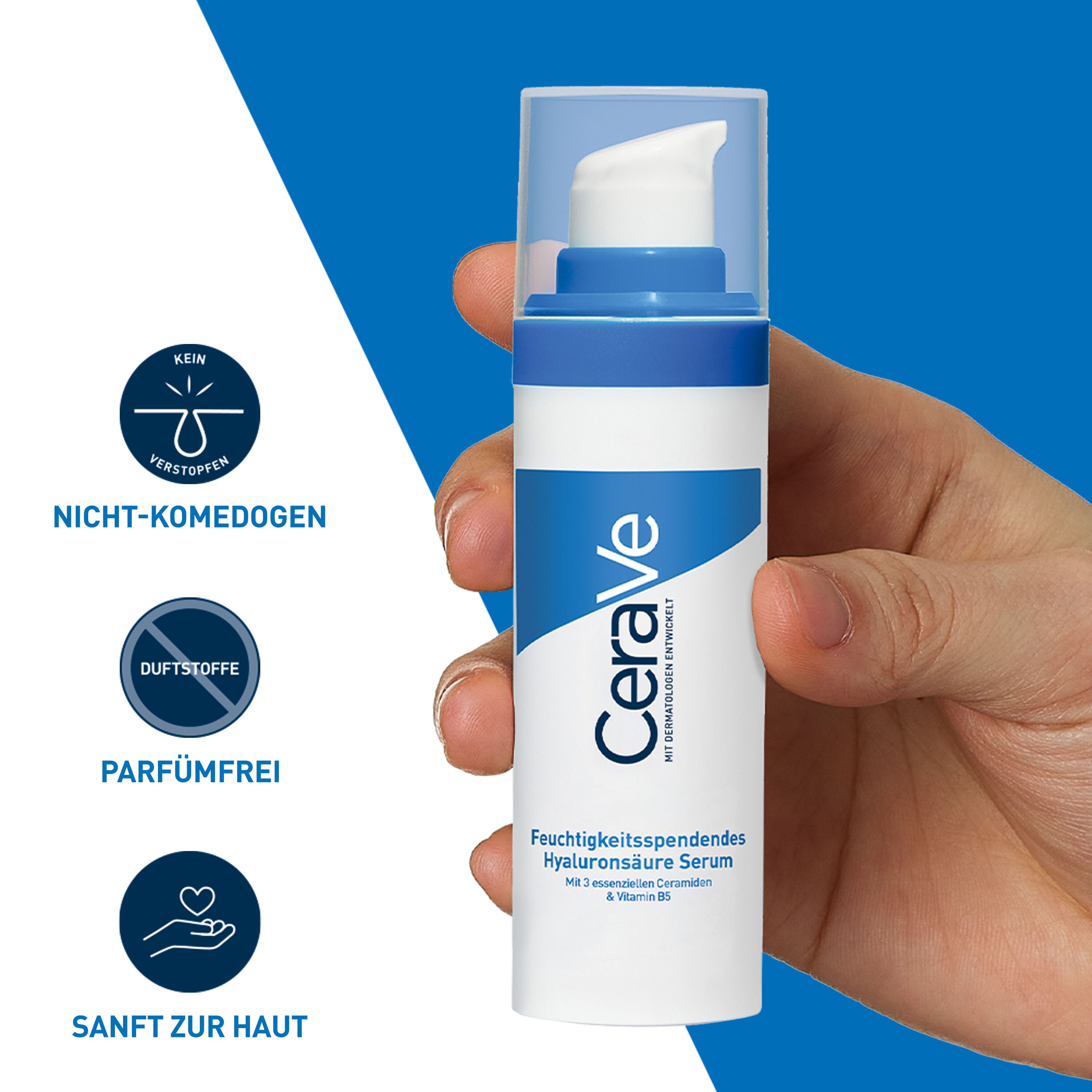 CeraVe Feuchtigkeitsspendendes Hyaluronsäure Serum: Aufpolsterndes Gesichtsserum für trockene bis normale Haut