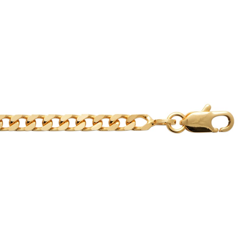 Chaine Mixte - Plaqué Or - Chaîne gourmette - Largeur : 3 mm - Longueur : 55 cm