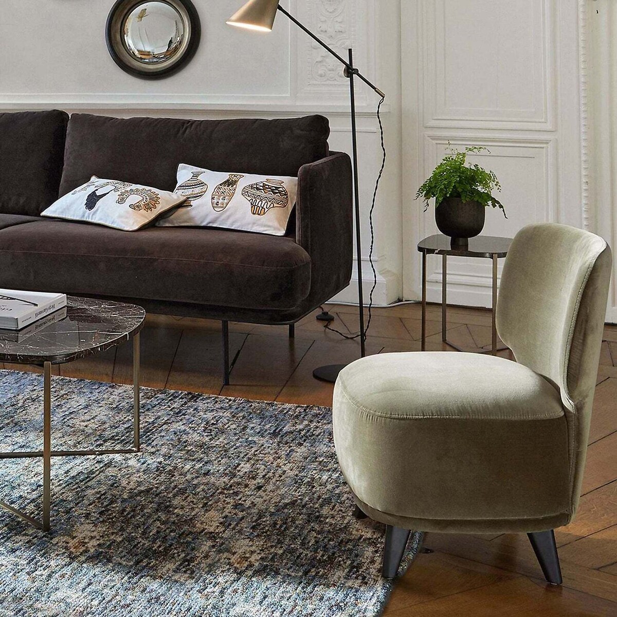 AM.PM<br>Poltrona L em veludo Odalie, design de E. Gallina