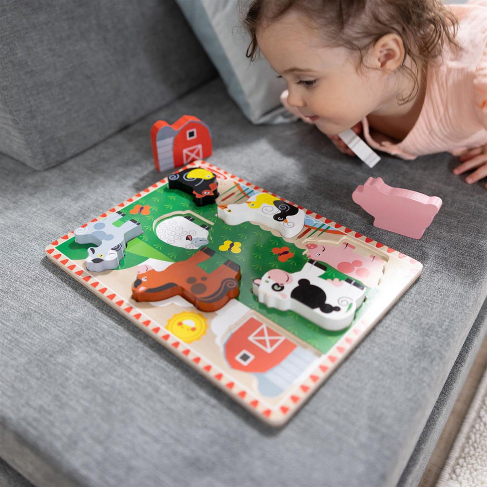 Køb Melissa & Doug Multifarvet Wooden Chunky Puzzle Farm Animals