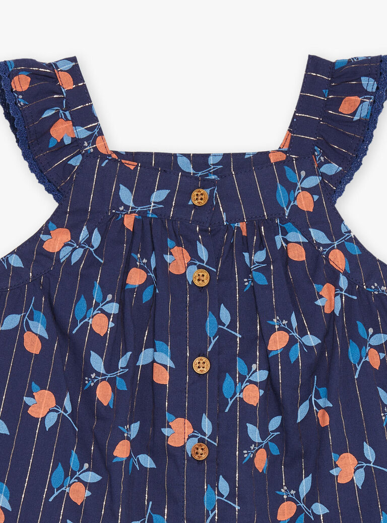 Robe et culotte bleu marine à imprimé fruit