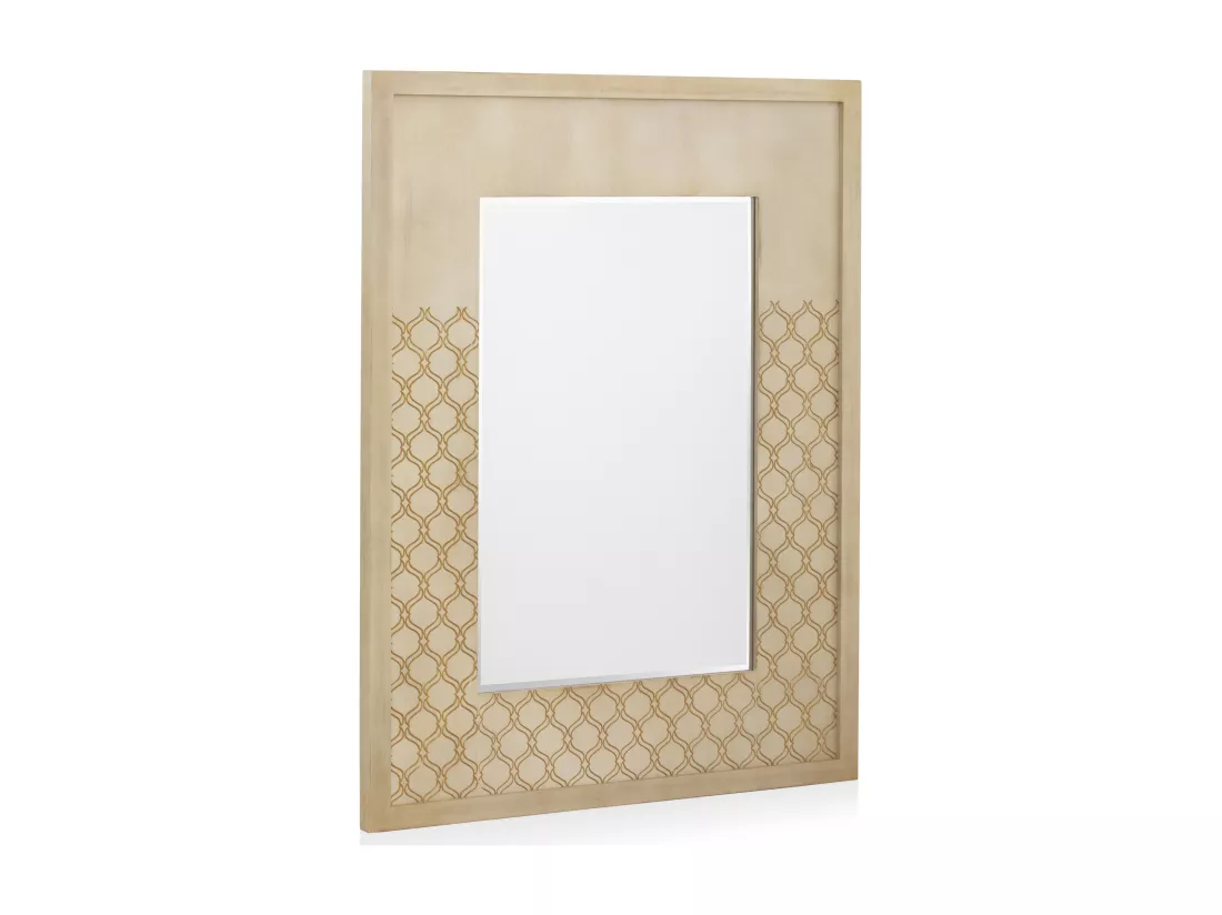 Miroir plaqué chêne et beige