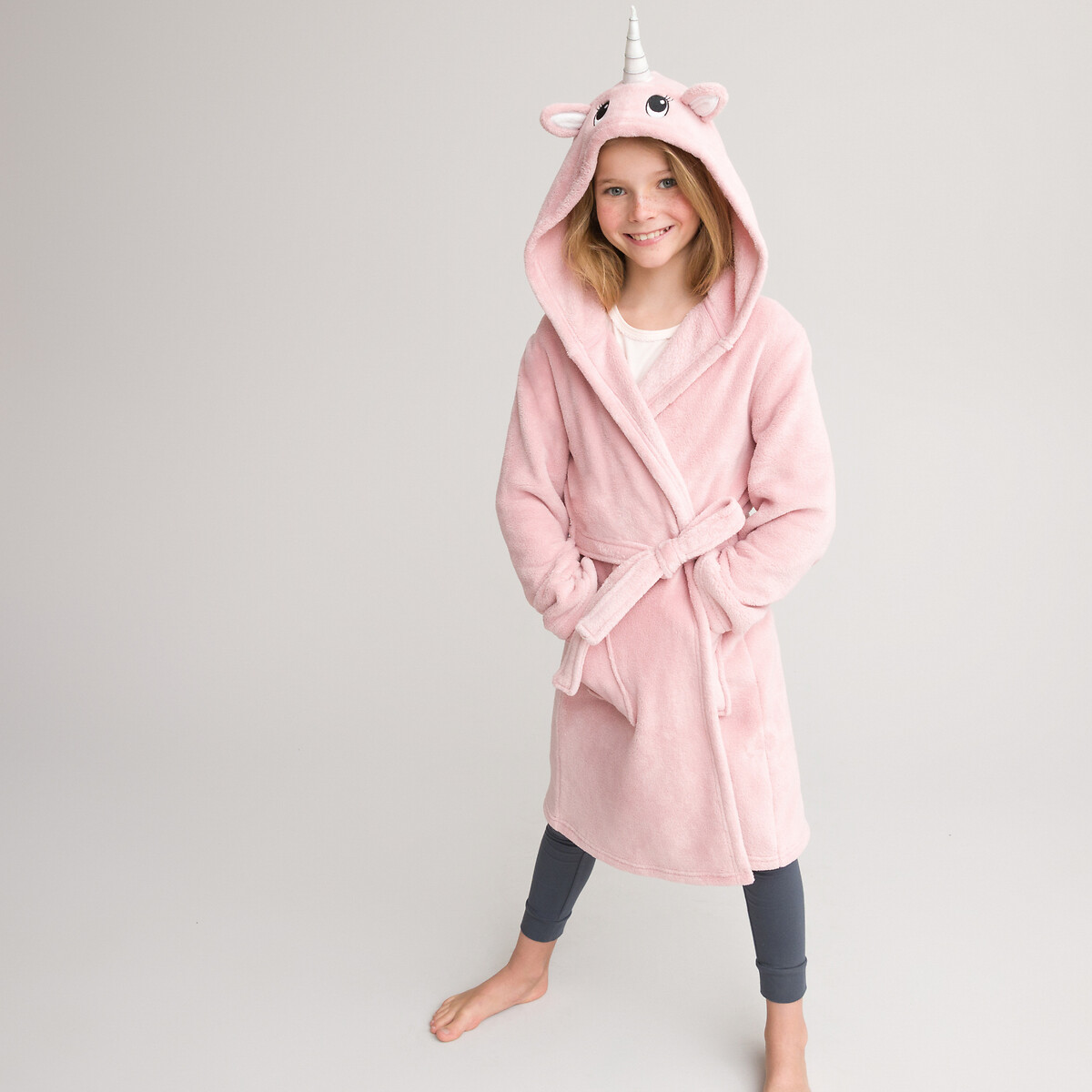 COLEÇÕES LA REDOUTE<br>Roupão com capuz de unicórnio em fleece macio