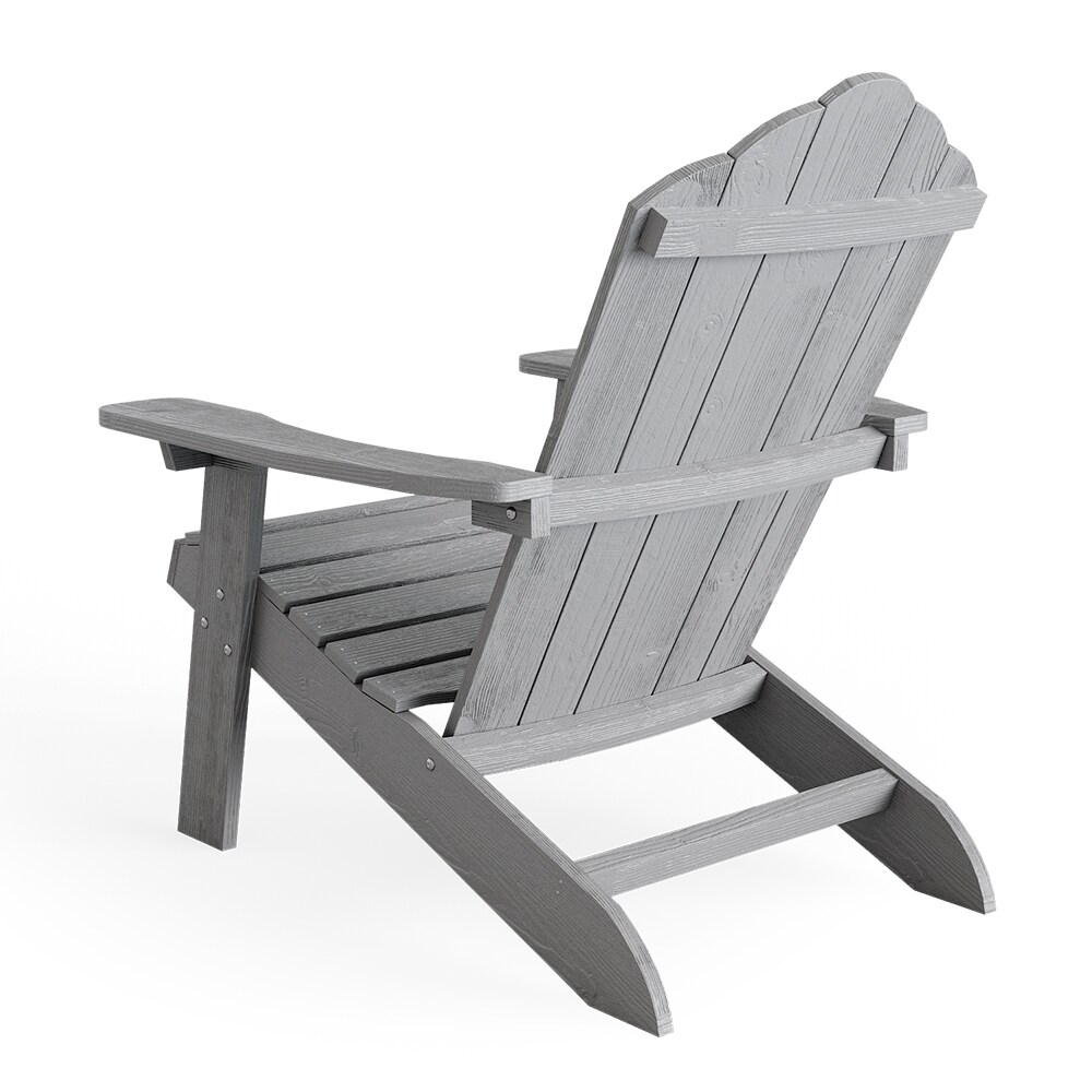 OK-Living Gartenstuhl Strandstuhl Stuhl Adirondack grau Gartenmöbel Holz-Optik