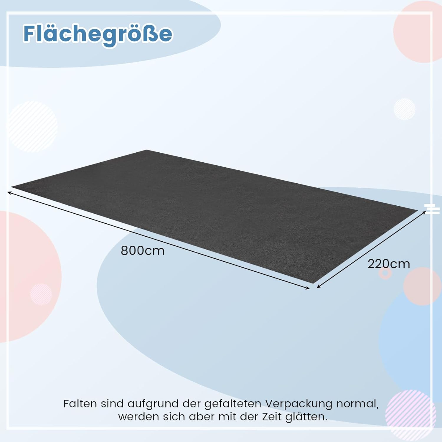 COSTWAY Garage Bodenmatte, 800 x 220 cm Auto Ölauffangmatte, Ölmatte rutschfest & wasserdicht & wiederverwendbar, Garagenmatte Antirutschmatte mit doppelseitigem Klebeband für Garage, Werkstatt