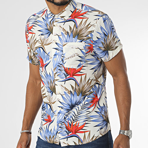 Chemise Manches Courtes Floral 20715740 Blanc Bleu