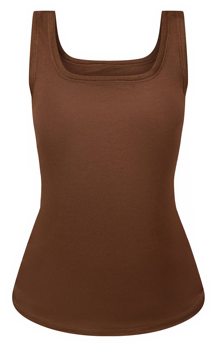 Chocolat Débardeur À Encolure Dégagée En Tissu Transparent Doux Au Toucher
