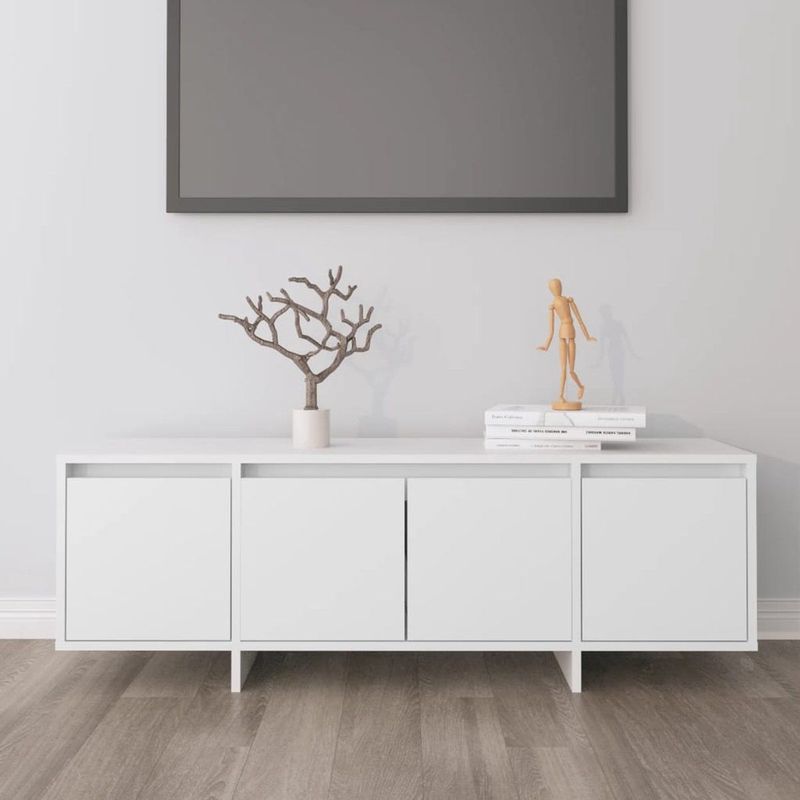 vidaXL Tv-meubel - Wit - Bewerkt Hout - 4 Deuren