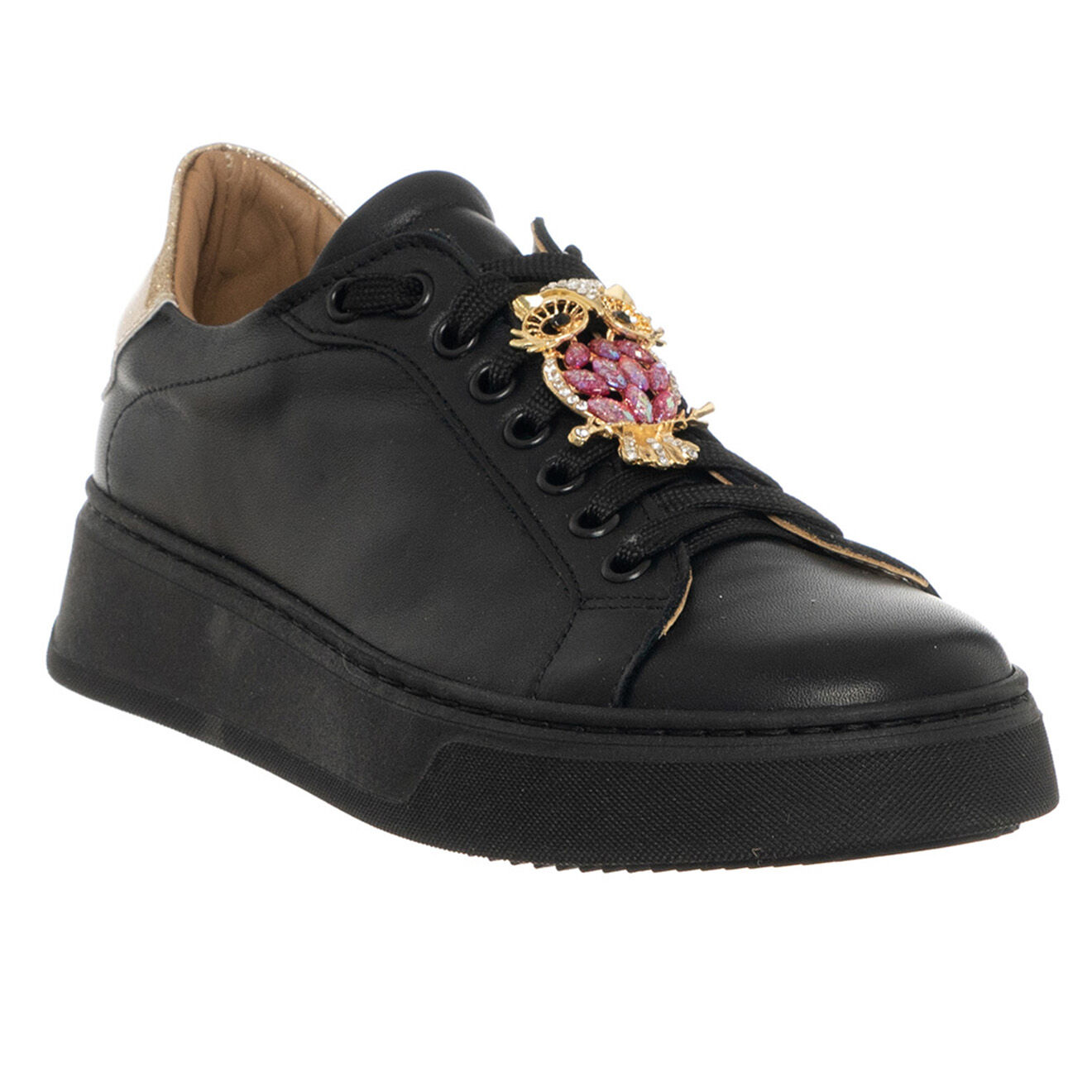 Loretta Pettinari Sneakers en Cuir Gufa noir/doré