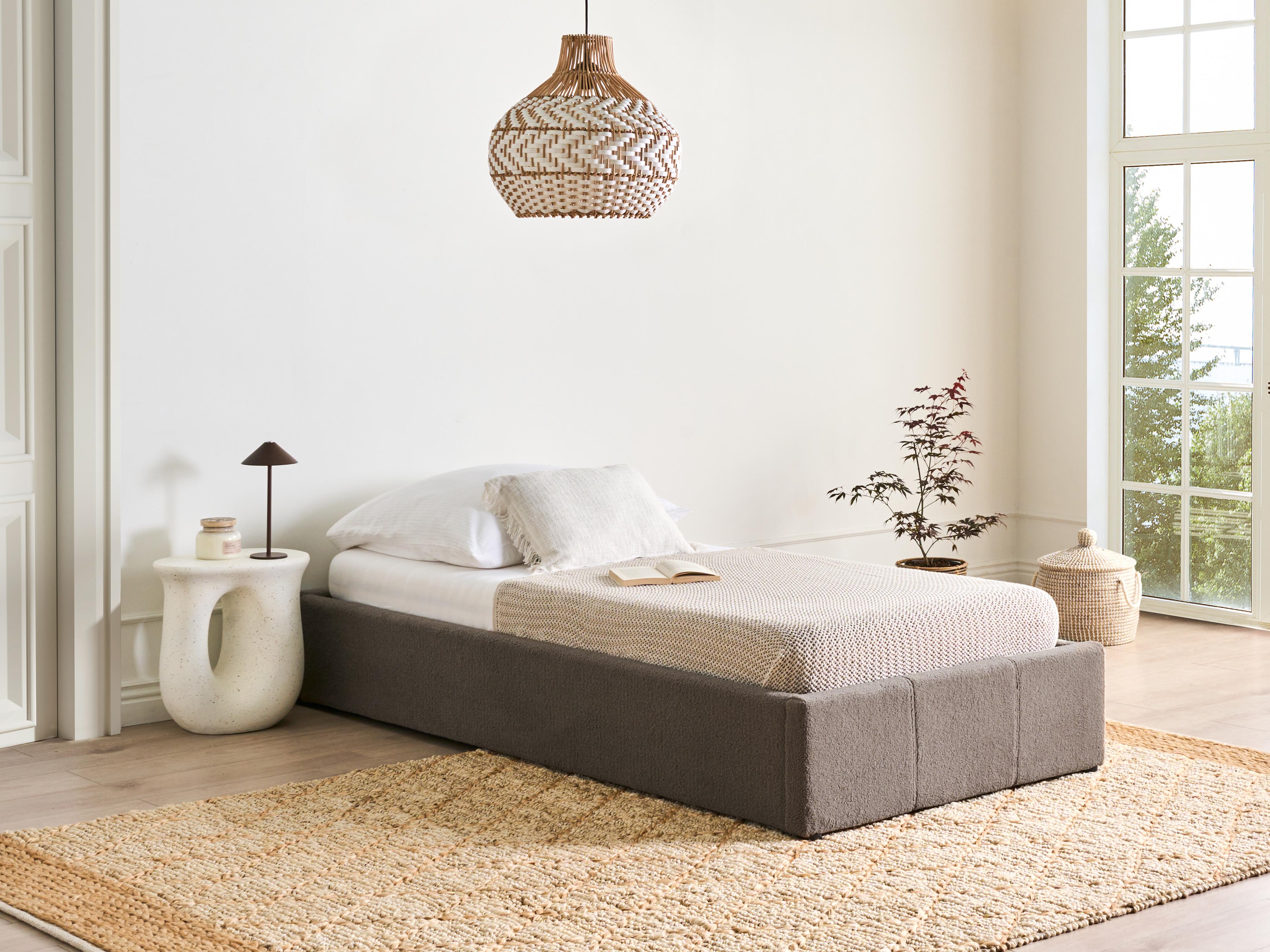 Opbergbed zonder hoofdbord Bouclé DINAN 90 x 200 cm Taupe