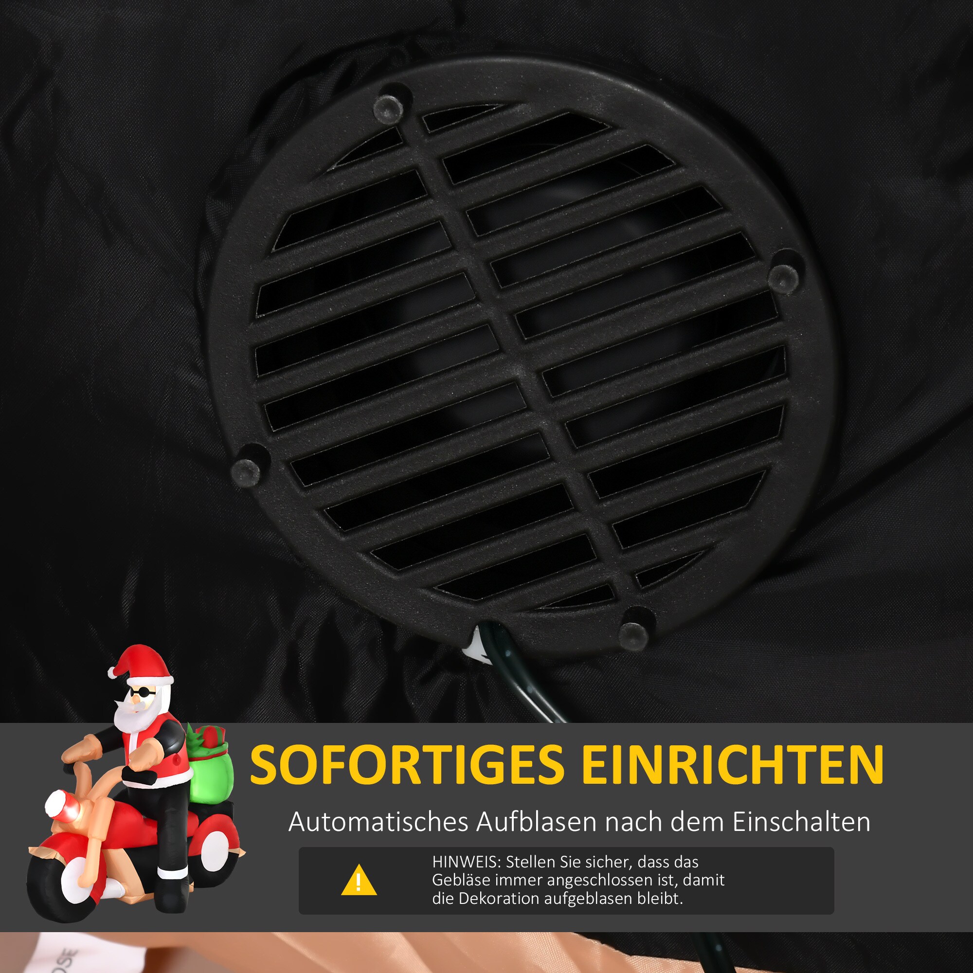 HOMCOM Aufblasbarer Weihnachtsmann mit Gebläse und LED-Licht bunt 153B x 55T x 150H