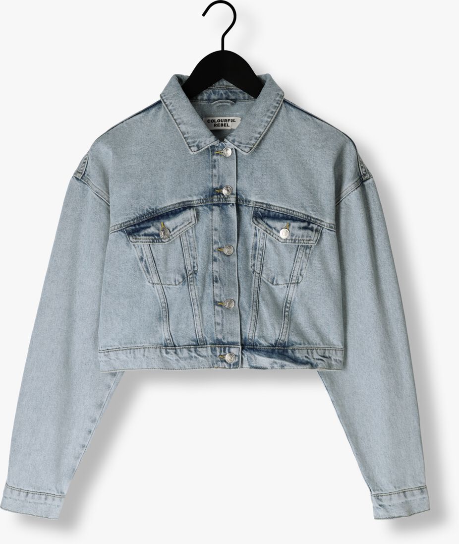 COLOURFUL REBEL blauwe colourful rebel spijkerjas ornel cropped denim jacket