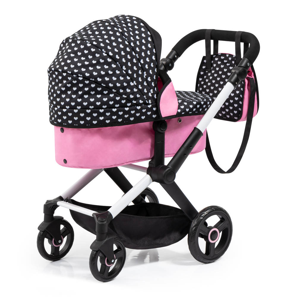 Poppenwagen XEO - zwart/roze