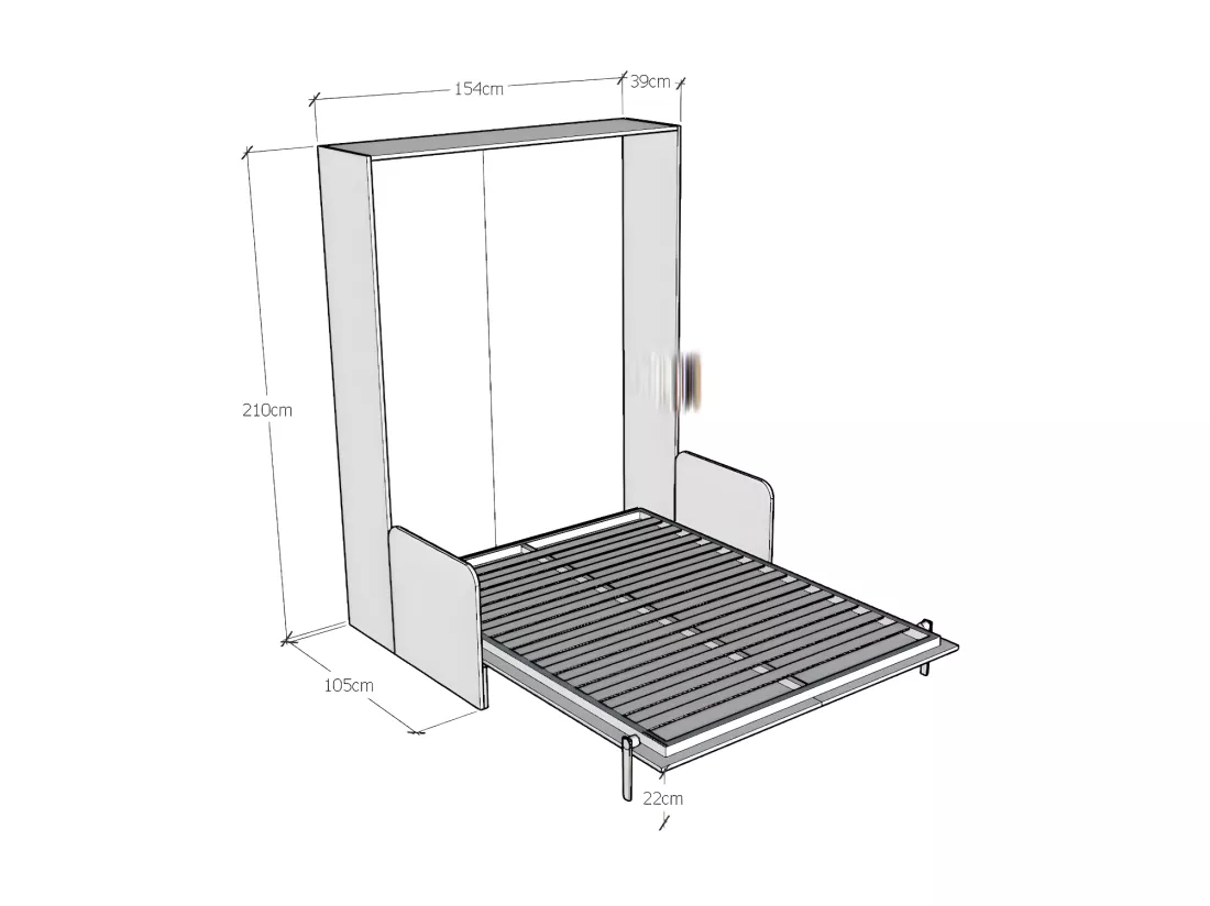 Lit escamotable vertical blanc avec canapé tissu Bounto 140x190 de tissu-Canapé 14