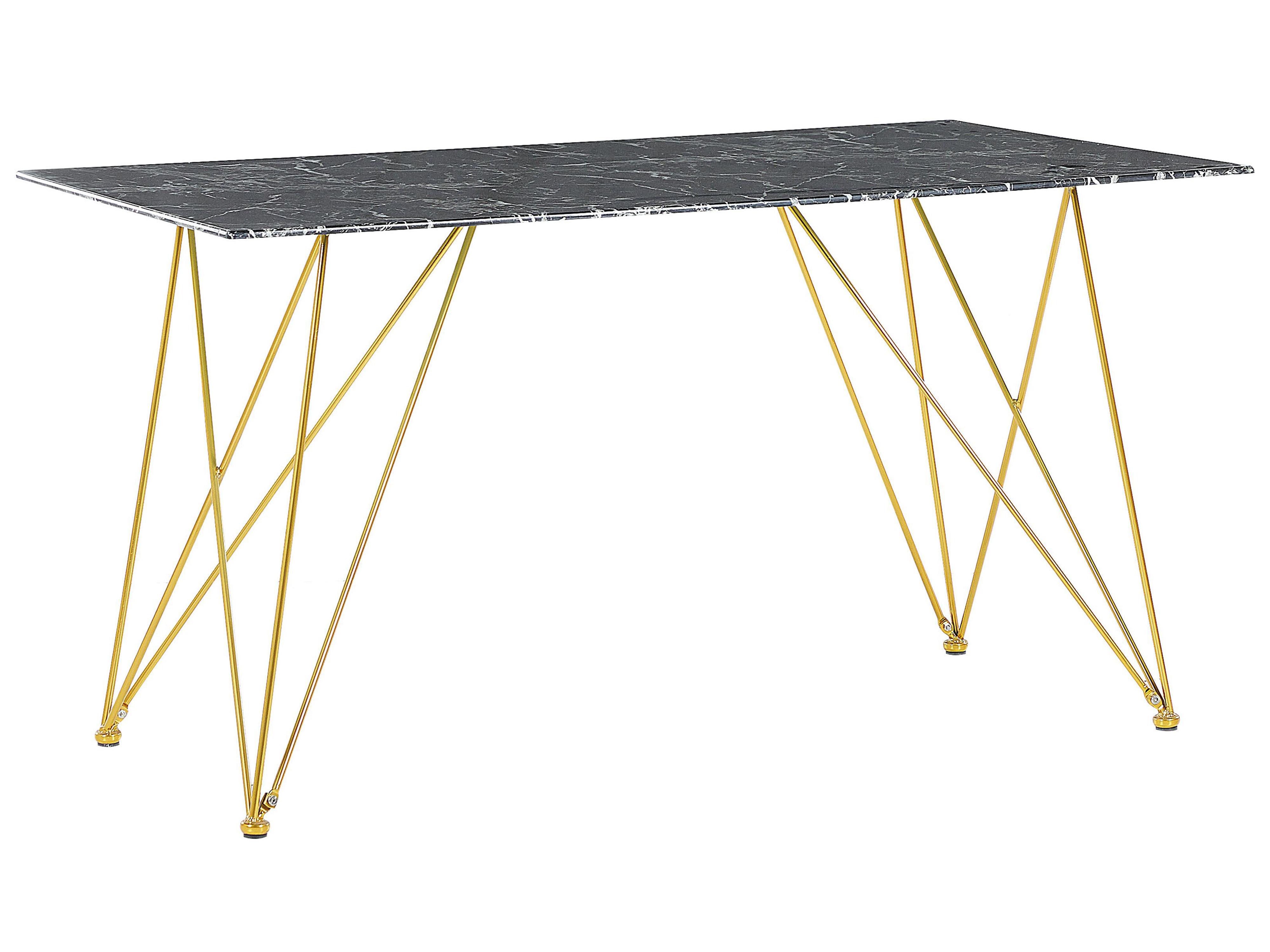 Eettafel KENTON Zwart marmer 80 cm Veiligheidsglas 140 cm