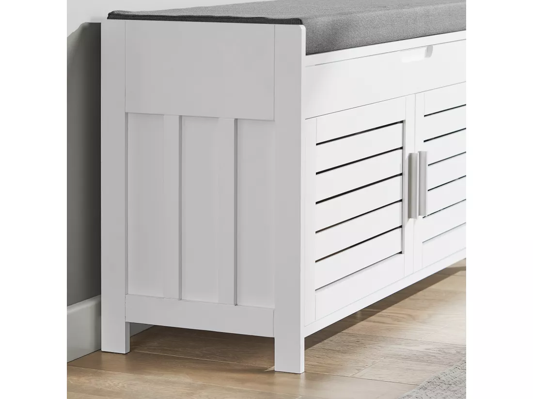 Banc De Rangement Avec Coussin Rembourré Meuble Bas Entrée Commode À Chaussure, Fsr102-w