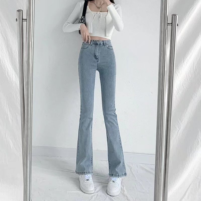 Wildfoea - High Rise Washed Flared Jeans