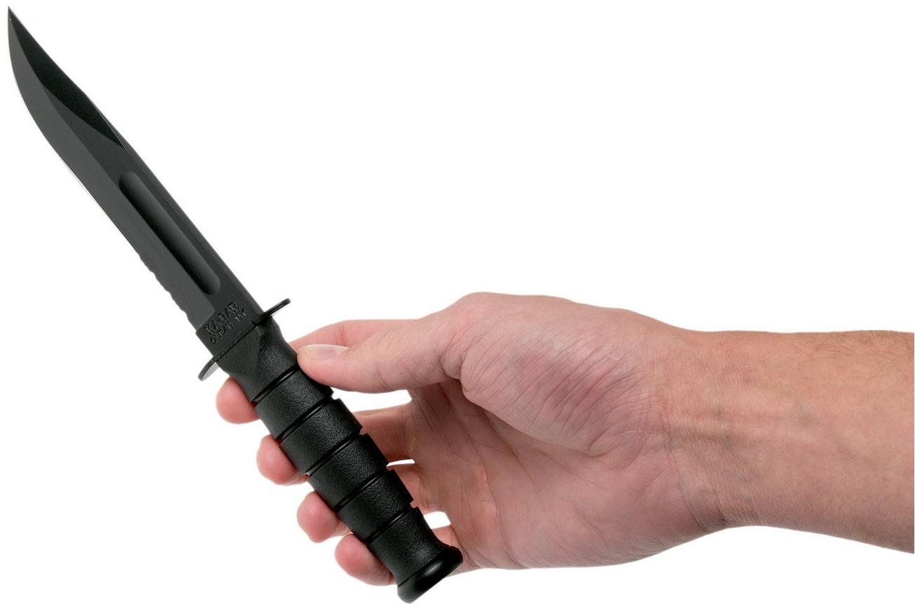 KA-BAR Short 1257 deels gekarteld, vaststaand mes, lederen foedraal