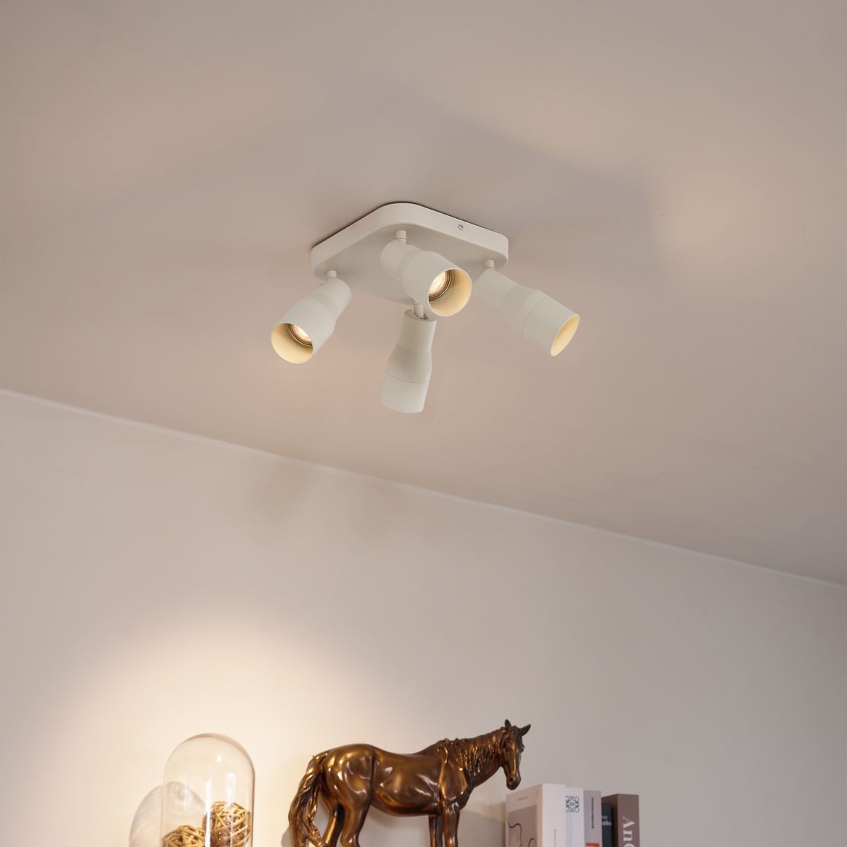 Plafondspot beige GU10 50mm vierkant 4-lichts - Stanley