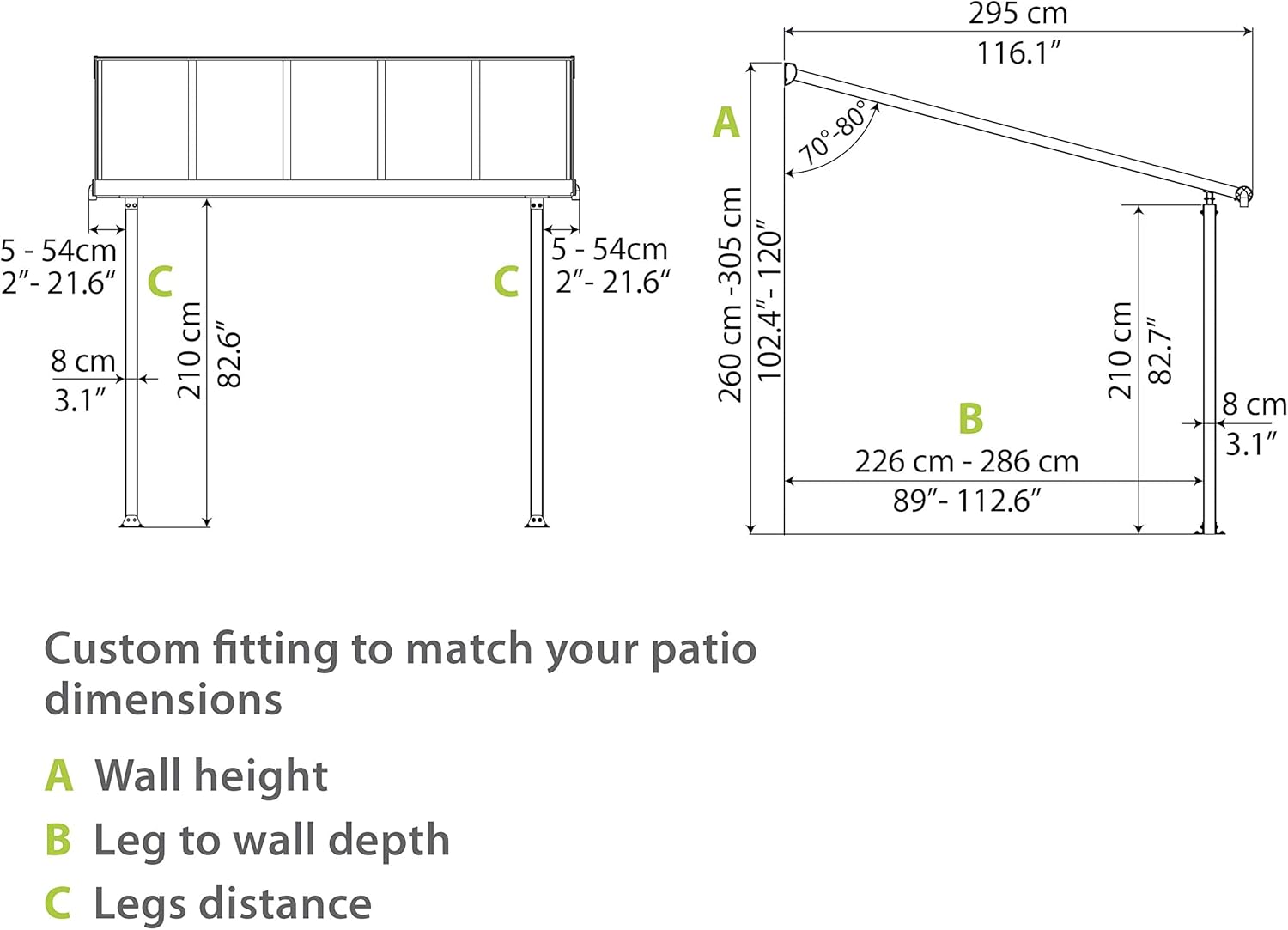 Canopia by Palram Terrassenüberdachung Alu Olympia 3X5.46 Polycarbonat Hohlkammerplatten Pergola 546 x 295 cm Grau zur Überdachung ihrer Terrasse