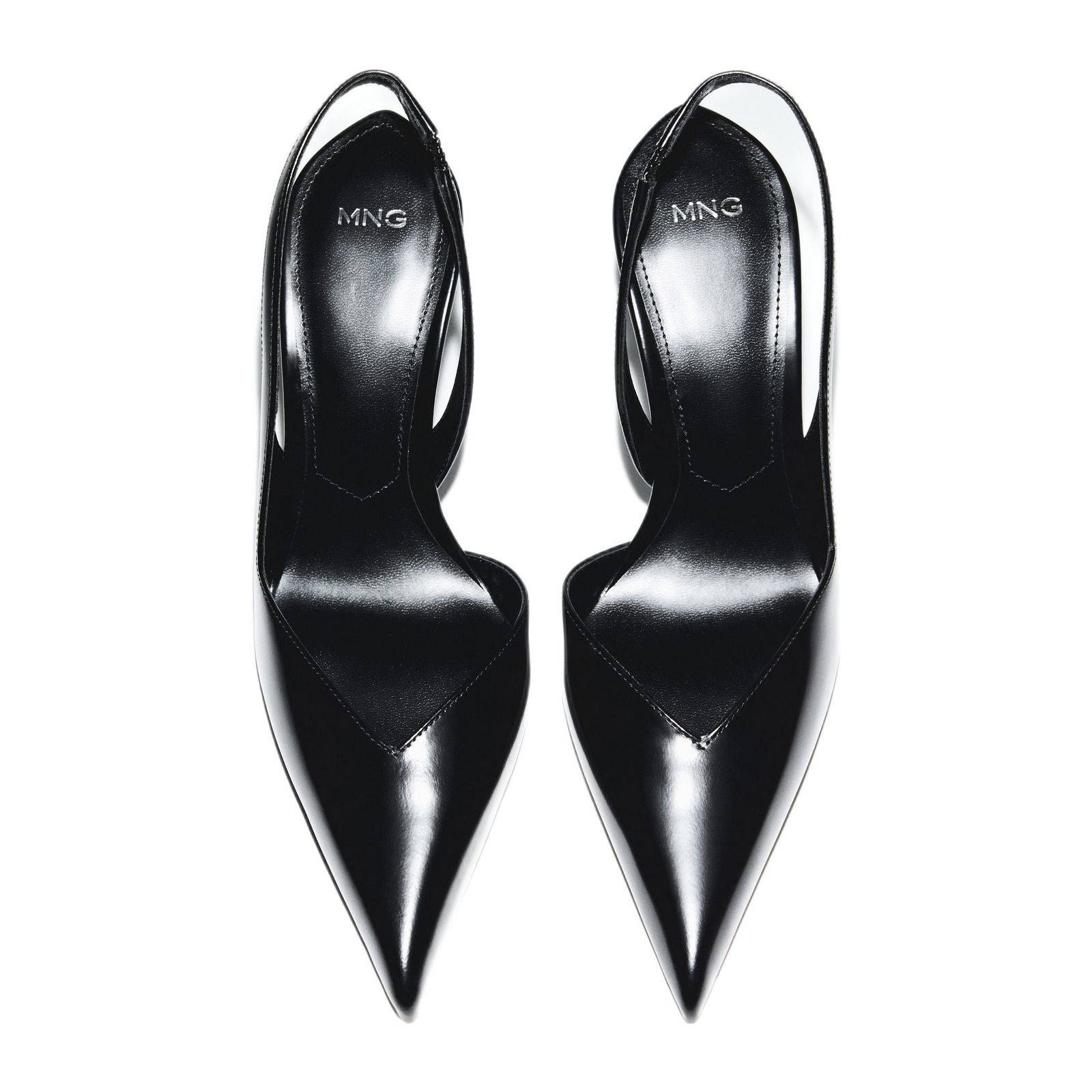 Mango leren slingback pumps zwart
