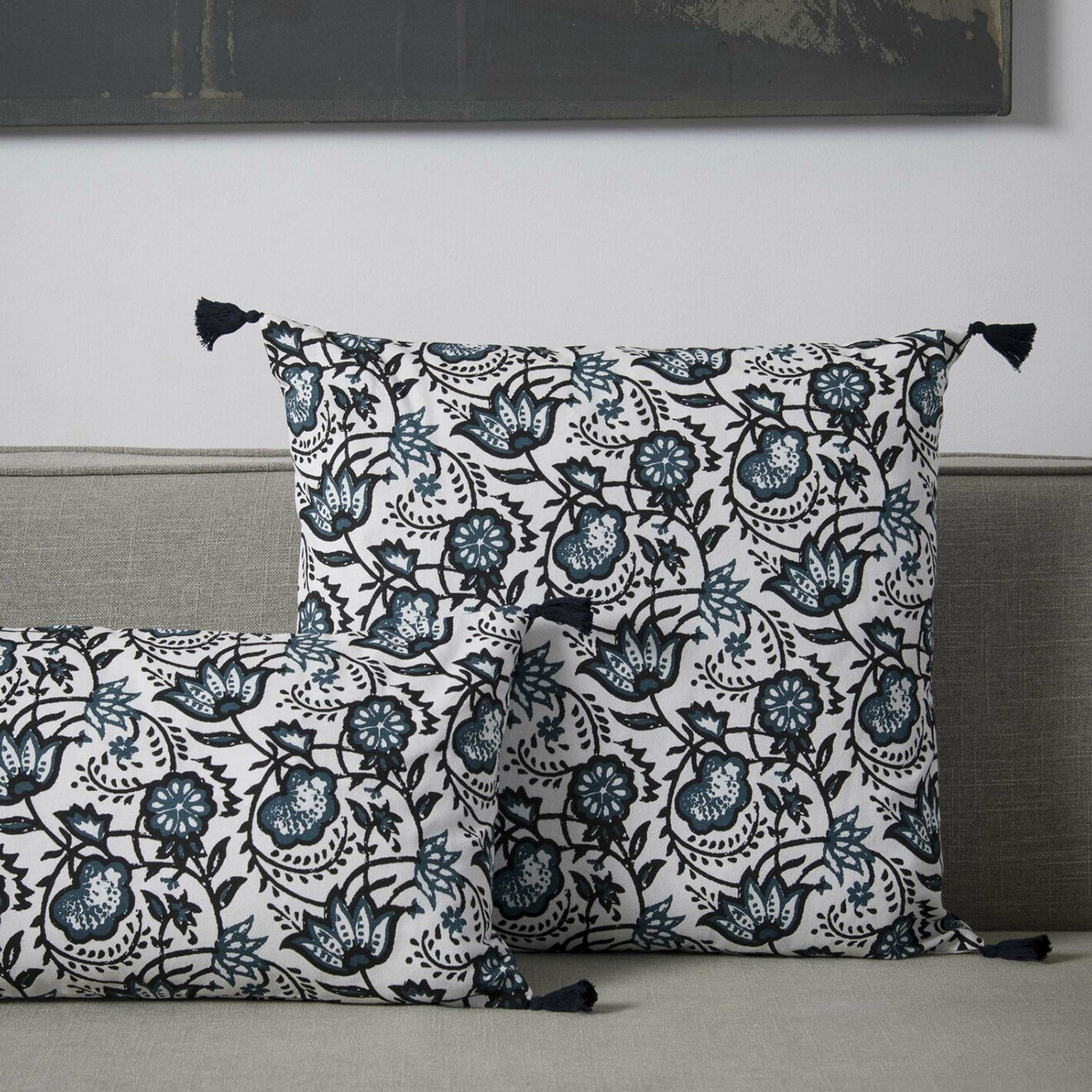 Febronie Housse de coussin Carma bleu peacock