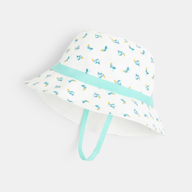 Chapeau de soleil imprimé pingouins bleu bébé fille Bleu