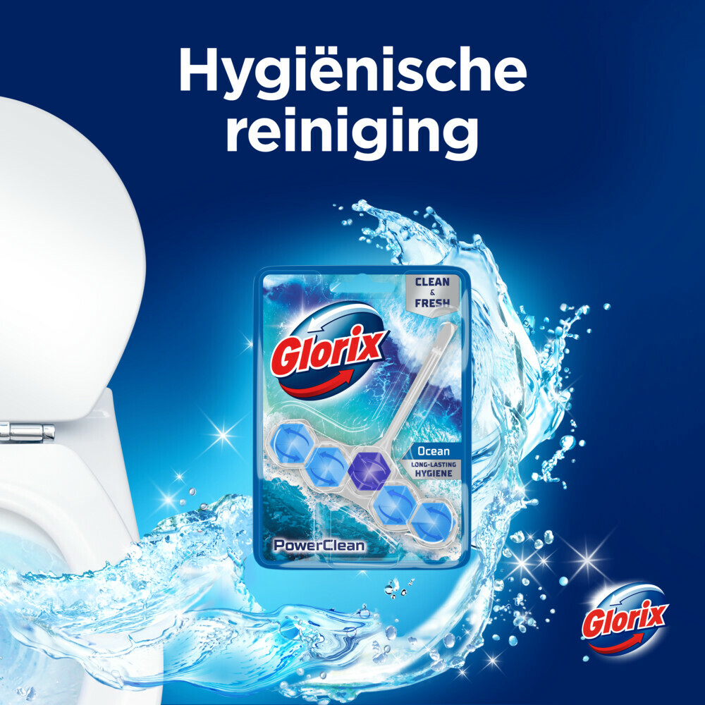 9x Glorix Toiletblok Power Clean Ocean
