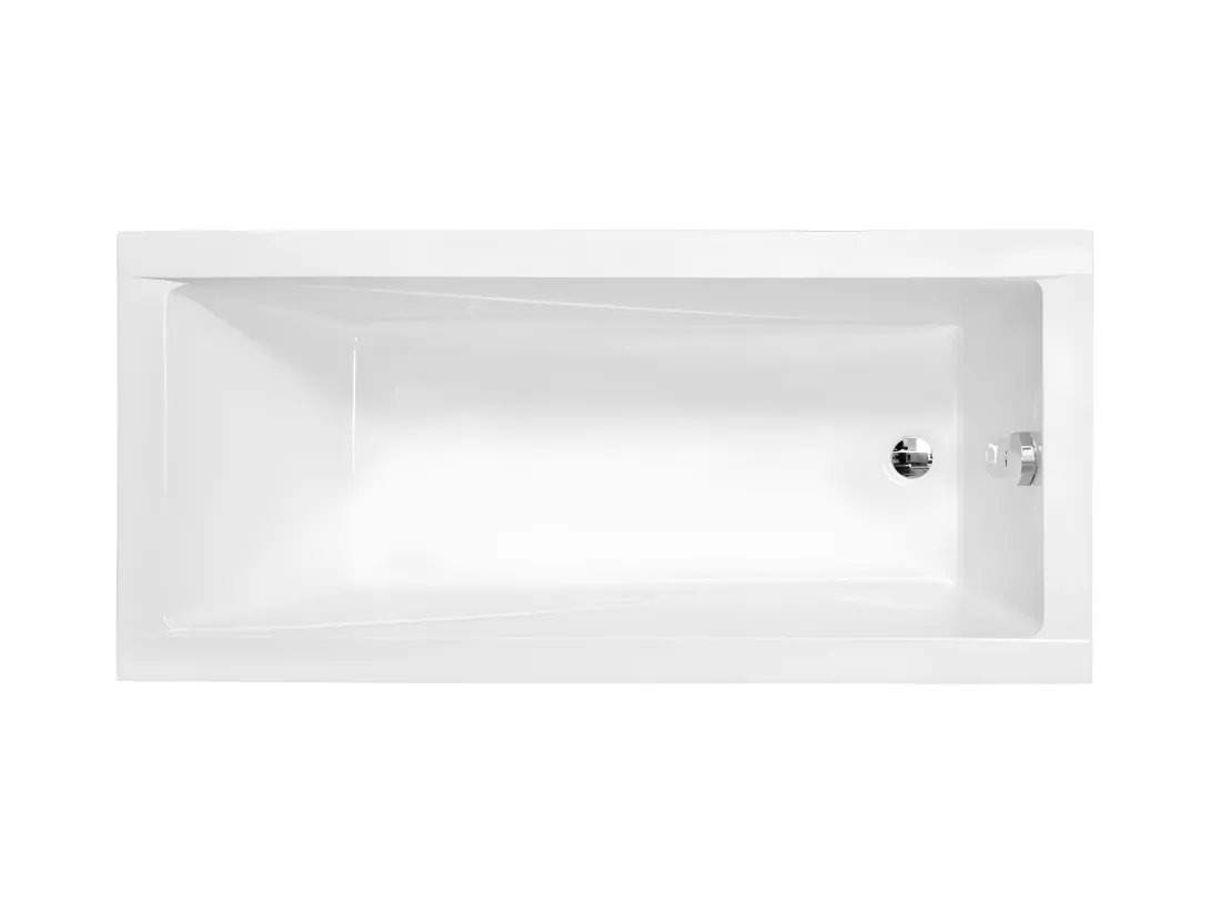 Baignoire rectangulaire blanche à encastrer + repose tête - MODERN SLIM - 140 x 70 cm