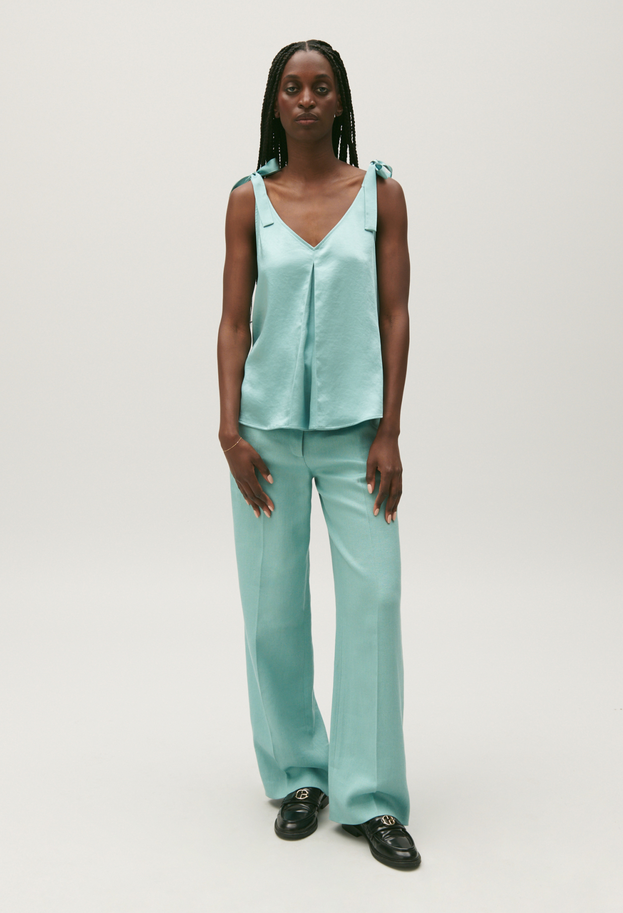 Top satine vert d'eau