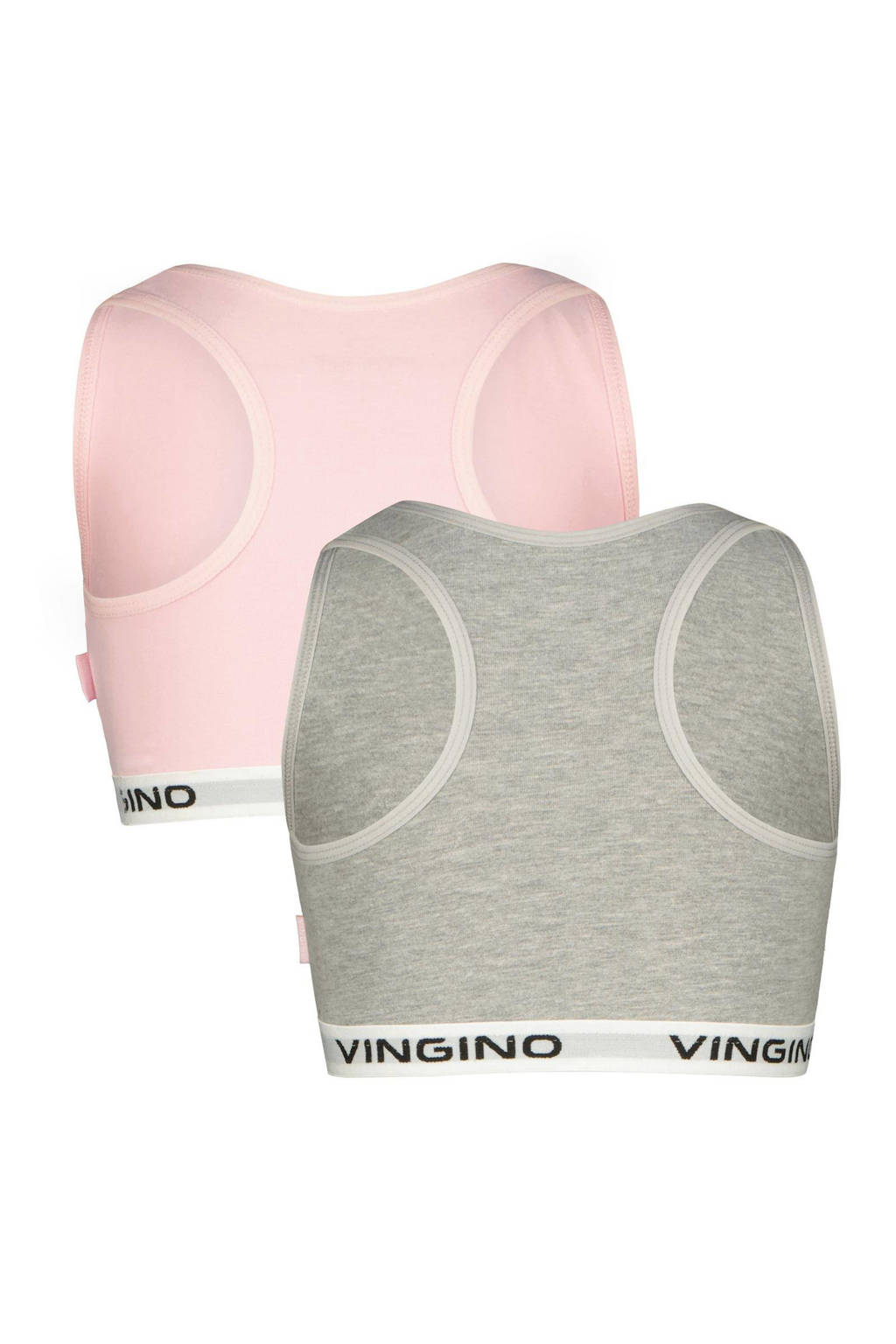 bh top - set van 2 lichtroze/grijs melange