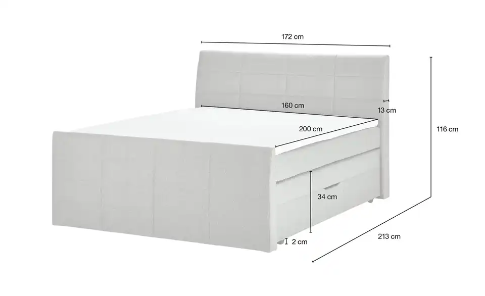 Boxspringbett Bonny Grau H2 & H3 160 cm