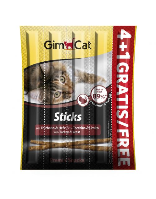 Gimcat Sticks 4 Met 1 Gratis 25 g - Kattensnack