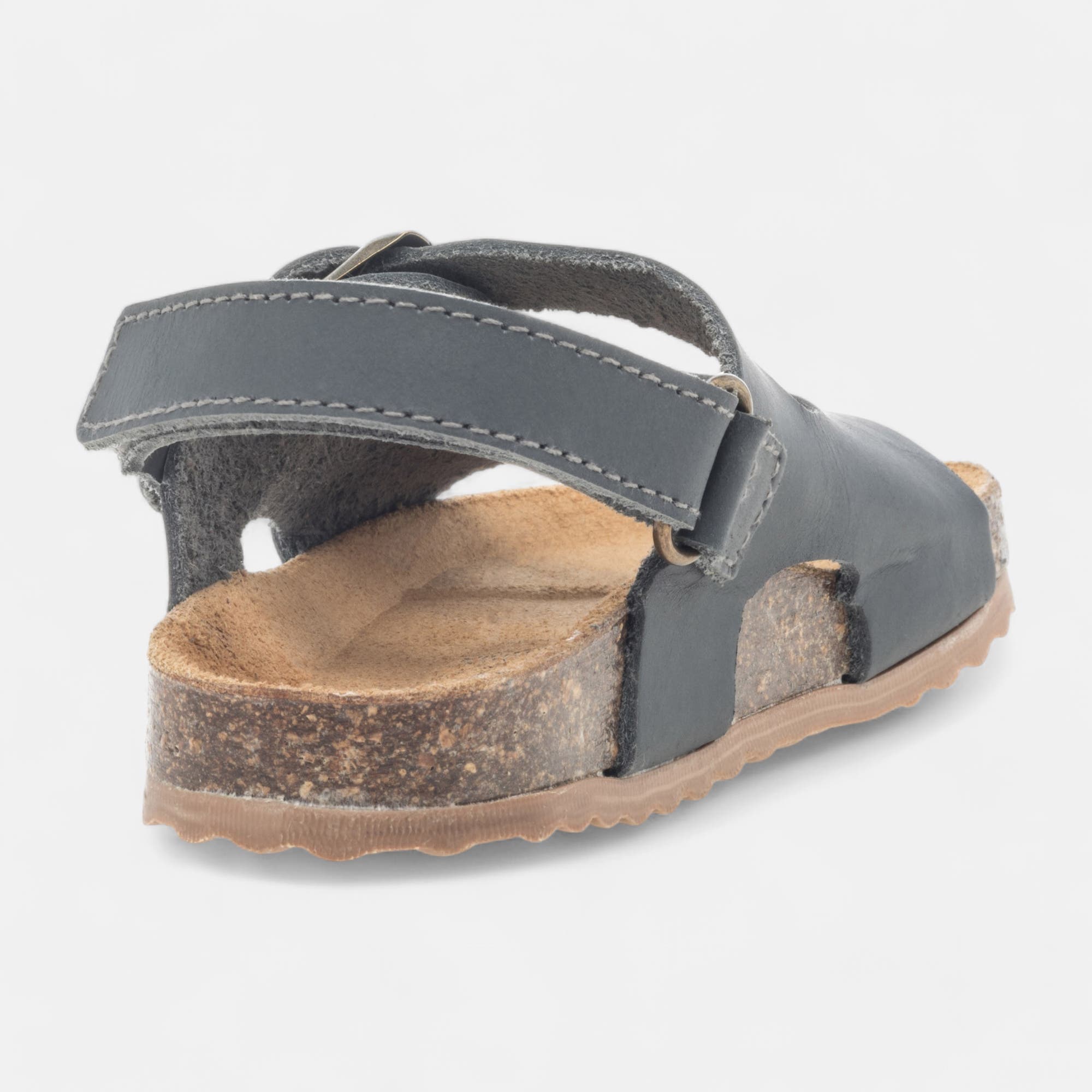 Mules semelle liège Garçon en cuir gris