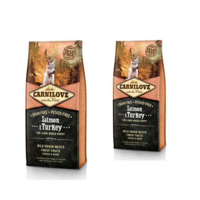 Croquettes Carnilove Puppy grande race saumon & dinde