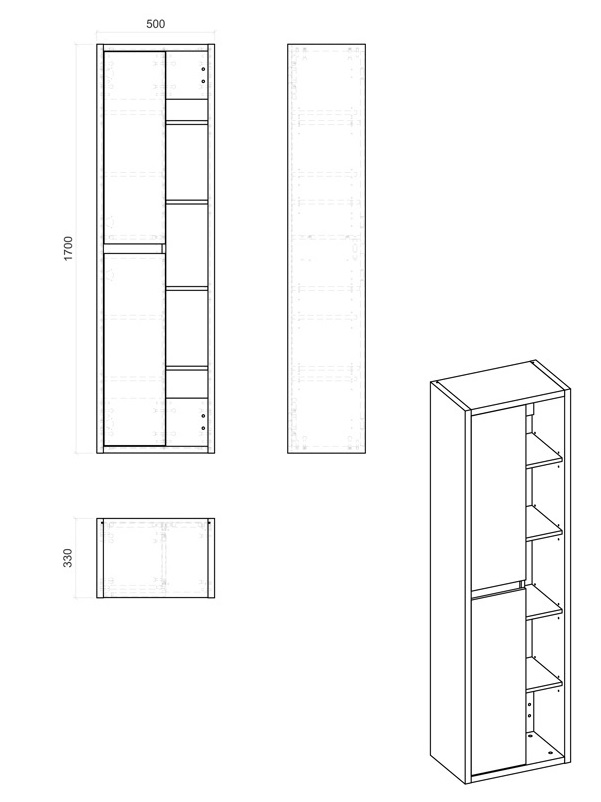 Comad Devon 801 FSC kolomkast 170cm eiken/antraciet