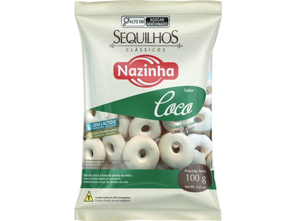 BISCOITOS NAZINHA SEQUILHOS CÔCO 100G