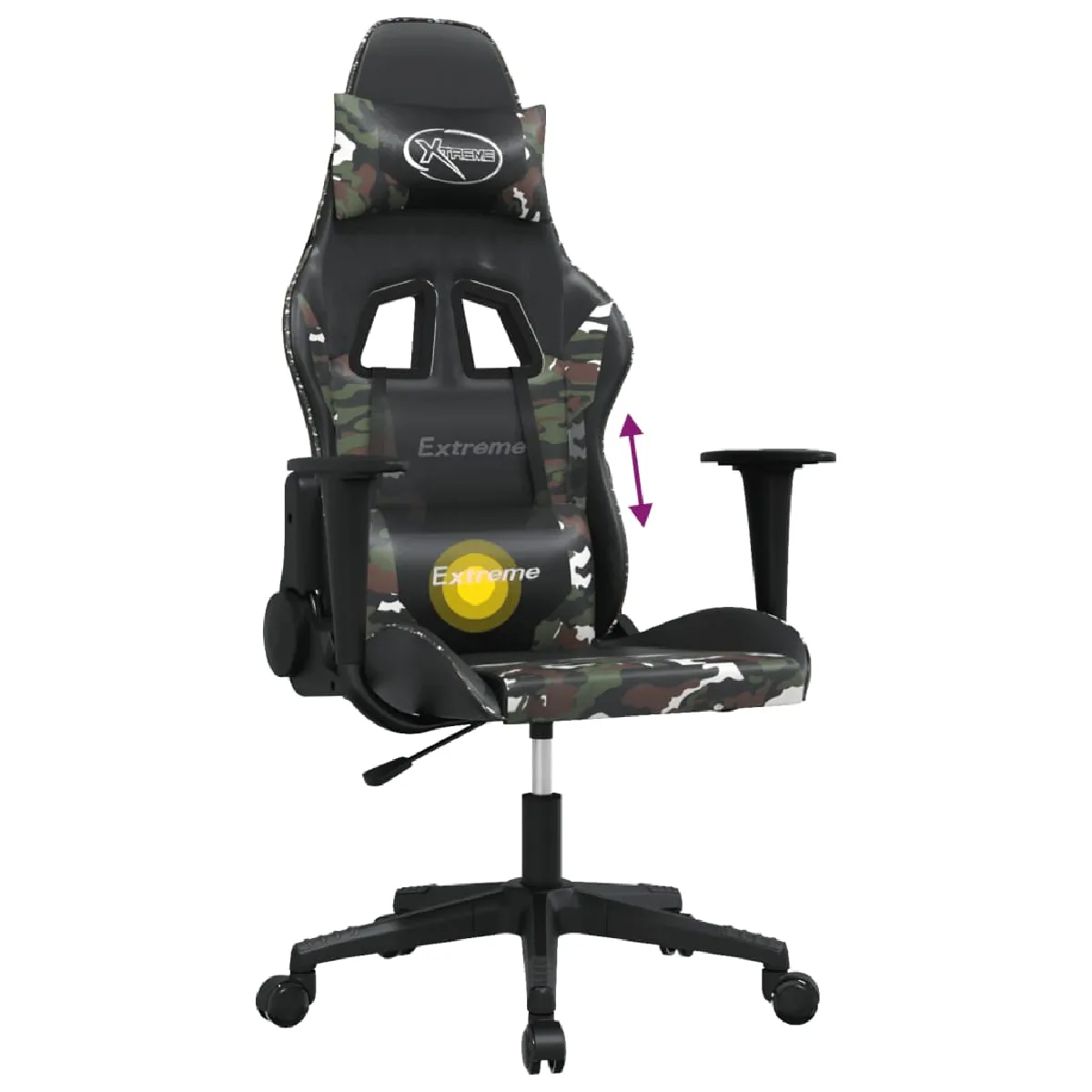 vidaXL Chaise de jeu Noir et camouflage