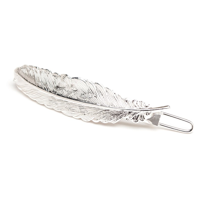 barrette plume plaqué argent - PHÉBÉ