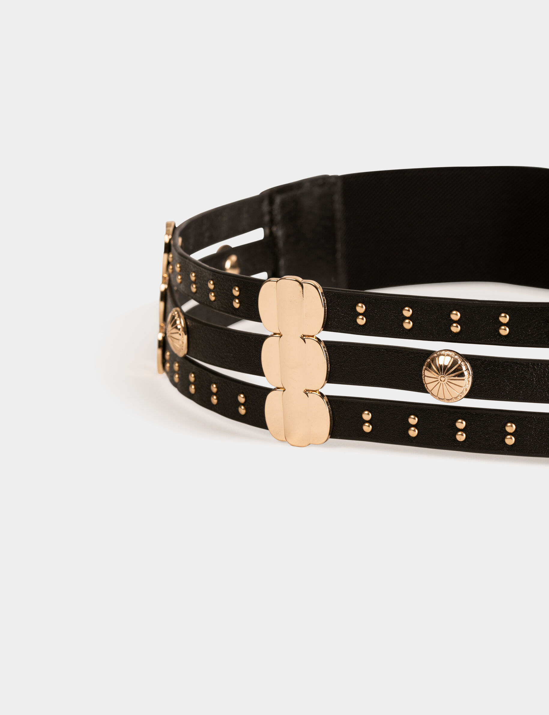 Ceinture élastiquée avec clous noir femme - noir