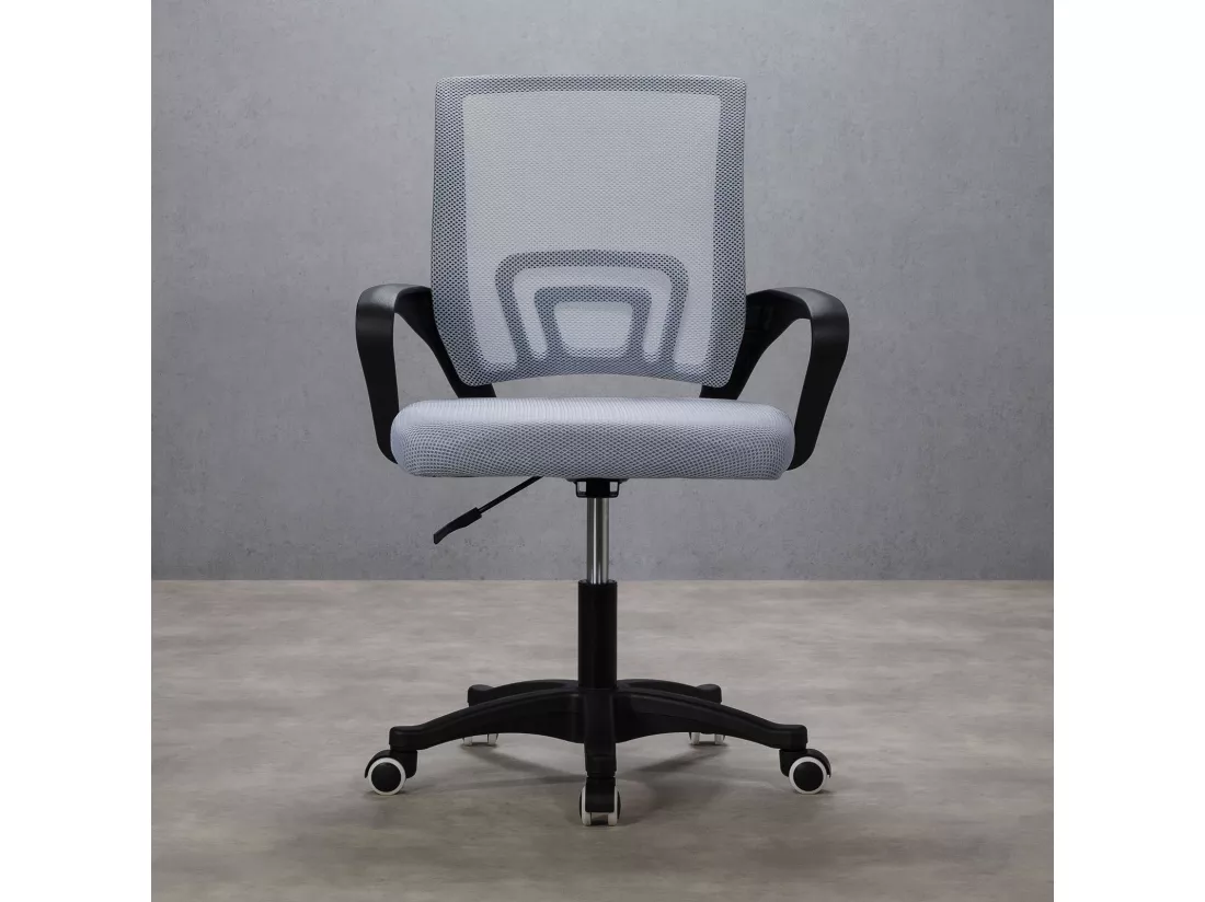Chaise de bureau PHOENIX, Pivotante et réglable en hauteur, Tissu mesh, Avec accoudoirs, Gris