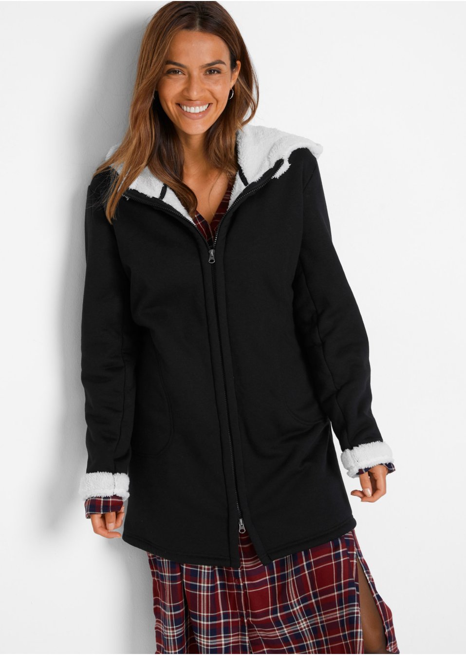 Veste sweat avec maille peluche