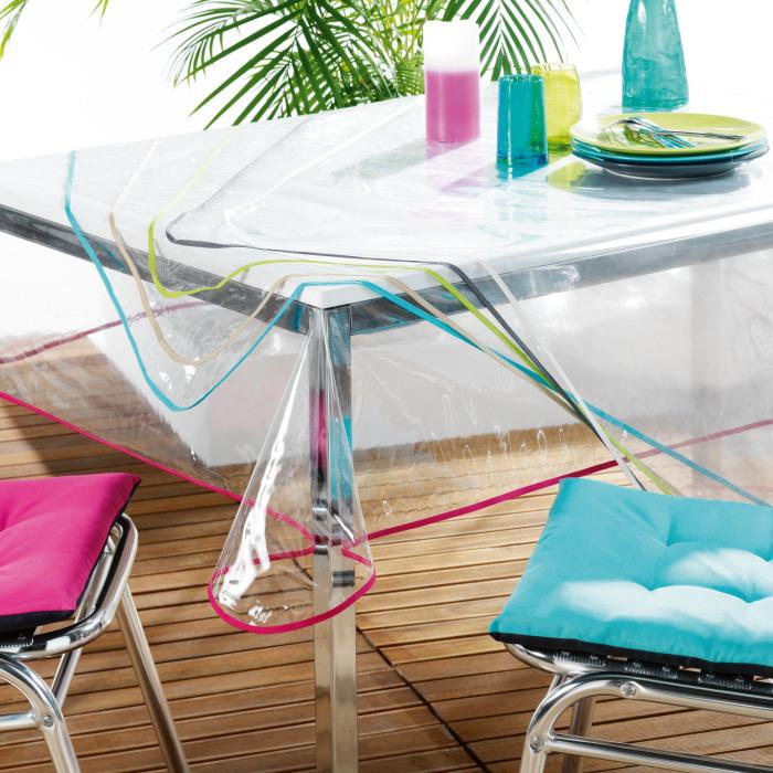 NAPPE CRISTAL RECTANG 140X240 CM PVC UNI GARDEN BIAIS BLANC